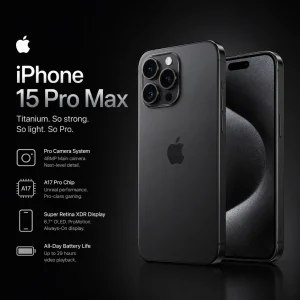 Apple iPhone 15 Pro Max 512GB Titanium ProMotion OLED Smartphone