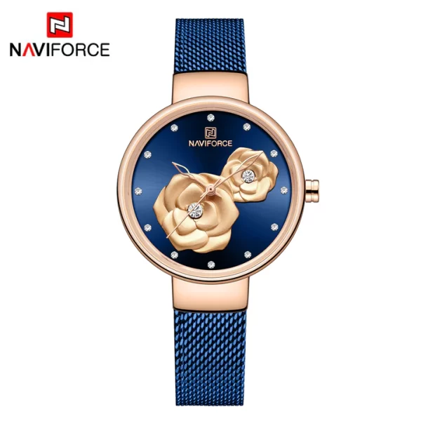 NAVIFORCE Women Luxury Creative Design Watch Stainless Steel Mesh Band Watches for Lady NF5013