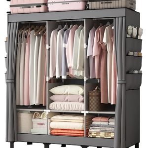 Fabric Wardrobe/Cloth Cabinet Closet Clothing Storage Organizer with Cover, Non Woven Fabrics