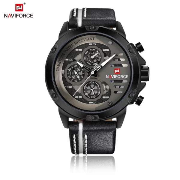 NAVIFORCE Sport Military Watches for Men Waterproof Watch Analog Quartz Leather Band Date Calendar Clock Wristwatch NF9110 - Image 3