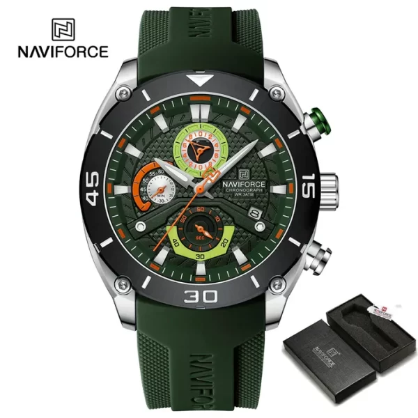 NAVIFORCE 8038 Waterproof Business Casual Date Quartz Chronograph Silicone Strap Men's Watch - Image 5