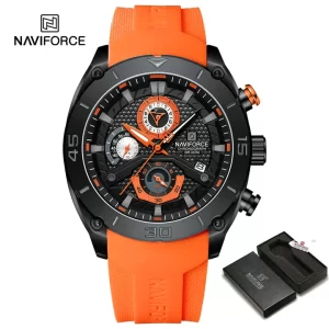 NAVIFORCE 8038 Waterproof Business Casual Date Quartz Chronograph Silicone Strap Men's Watch