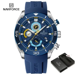 NAVIFORCE 8038 Waterproof Business Casual Date Quartz Chronograph Silicone Strap Men's Watch