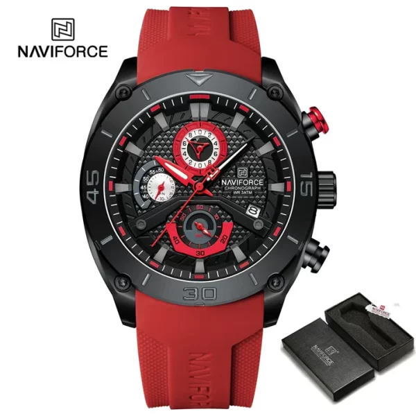 NAVIFORCE 8038 Waterproof Business Casual Date Quartz Chronograph Silicone Strap Men's Watch - Image 3