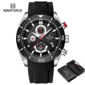 NAVIFORCE 8038 Waterproof Business Casual Date Quartz Chronograph Silicone Strap Men's Watch
