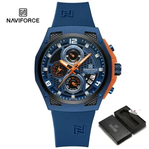 NAVIFORCE NF8051T Men's Quartz Watch Luminous Silicone Strap Waterproof Wristwatch Sports Chronograph Clock