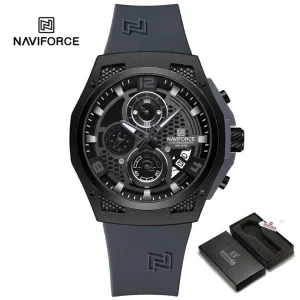 NAVIFORCE NF8051T Men's Quartz Watch Luminous Silicone Strap Waterproof Wristwatch Sports Chronograph Clock