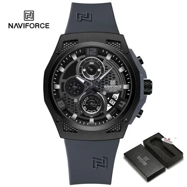 NAVIFORCE NF8051T Men's Quartz Watch Luminous Silicone Strap Waterproof Wristwatch Sports Chronograph Clock - Image 3