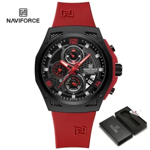 NAVIFORCE NF8051T Men's Quartz Watch Luminous Silicone Strap Waterproof Wristwatch Sports Chronograph Clock