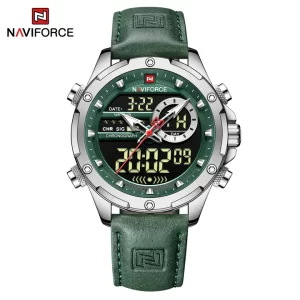 NAVIFORCE 2022 Luxury Men Watches Fashion Genuine Leather Quality Calendar LCD Display Waterproof Quartz Wristwatch NF9208