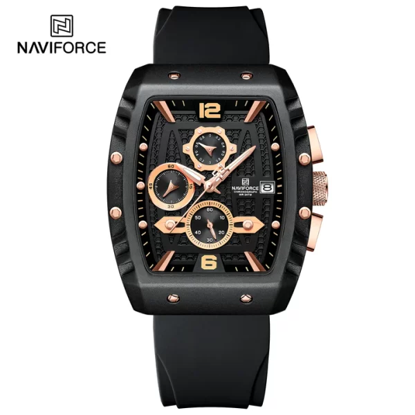 NAVIFORCE 8025 quartz watches with square case Chronograph Sport wrist watch for men - Image 2