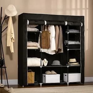 Fabric Wardrobe/Cloth Cabinet Closet Clothing Storage Organizer with Cover, Non Woven Fabrics