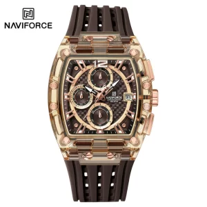 NAVIFORCE NF7105 New Design Transparent Tonneau Men Quartz Waterproof Sport Out Door Watch