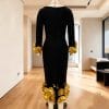 Cross-Border New Square-Neck Three-Dimensional Floral Bodycon Bandage Dress Evening Party Dress Evening Gown Christmas