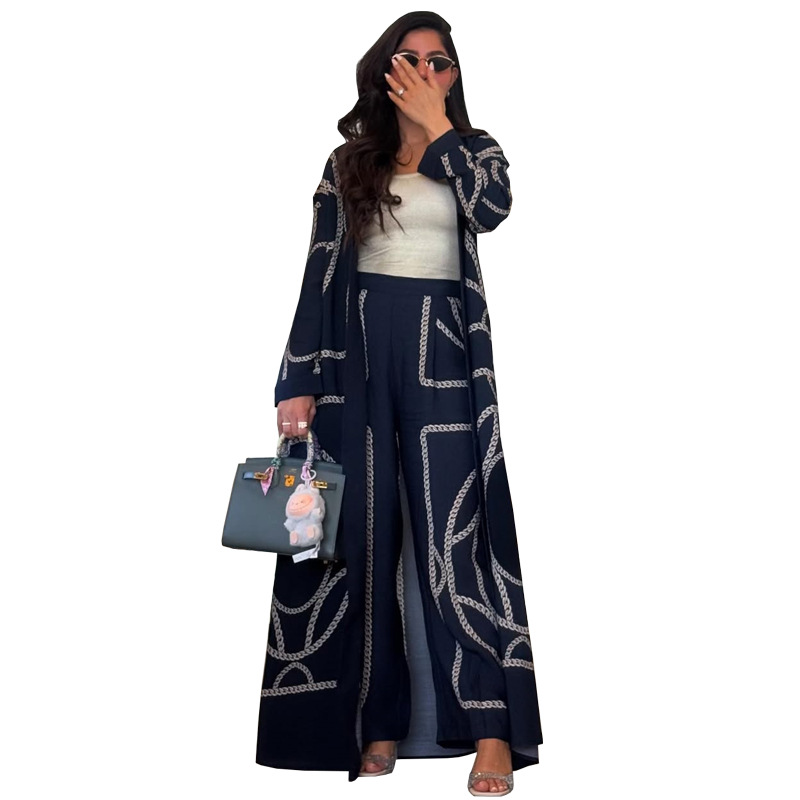 Mq248 Cross-Border Summer New Fashion Printed Pants Suit Long-Sleeved Jacket Fashionable Women's Clothing - Image 2