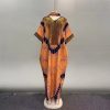 2025 Cross-Border European and American African Women's Clothing Middle Eastern Ethnic Style Retro Robe Printed Large Hem Hot Diamond Large Size Dress