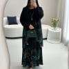 Spring and Autumn New High-End Fashion Middle Eastern Women's Printed Robe with Headscarf Muslim Style Versatile Casual Long Dress