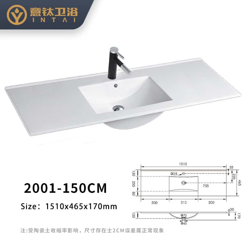 Ceramic Integrated Basin, Thin Edge Basin, Semi-Embedded Countertop Basin, Bathroom Ceramic Basin, Bathroom Washbasin, Sink - Image 5