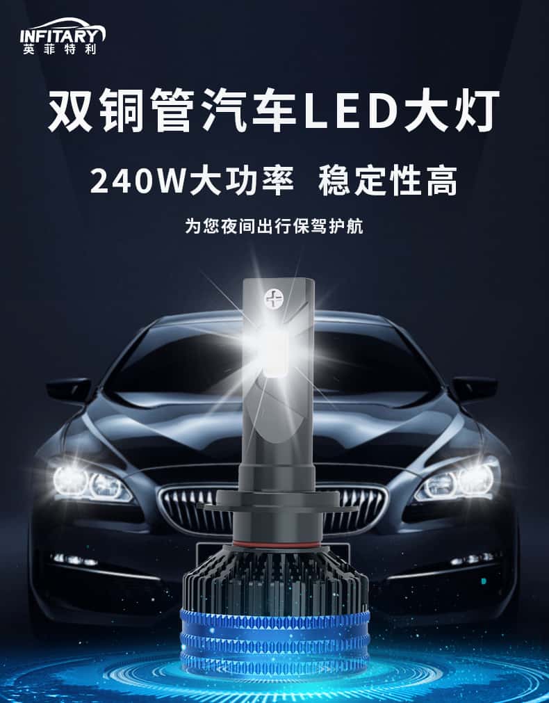 Car led headlight manufacturer h11 led light h4 bulb 9005led car light double copper tube car headlight - Image 8