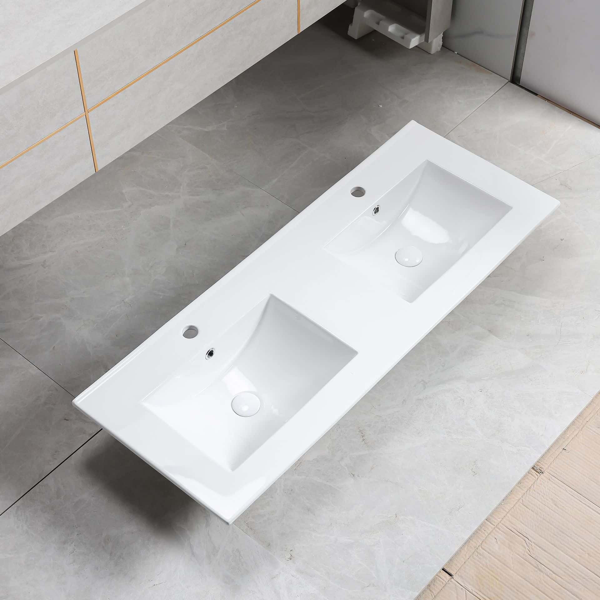 Ceramic Integrated Basin, Thin Edge Basin, Semi-Embedded Countertop Basin, Bathroom Ceramic Basin, Bathroom Washbasin, Sink - Image 6