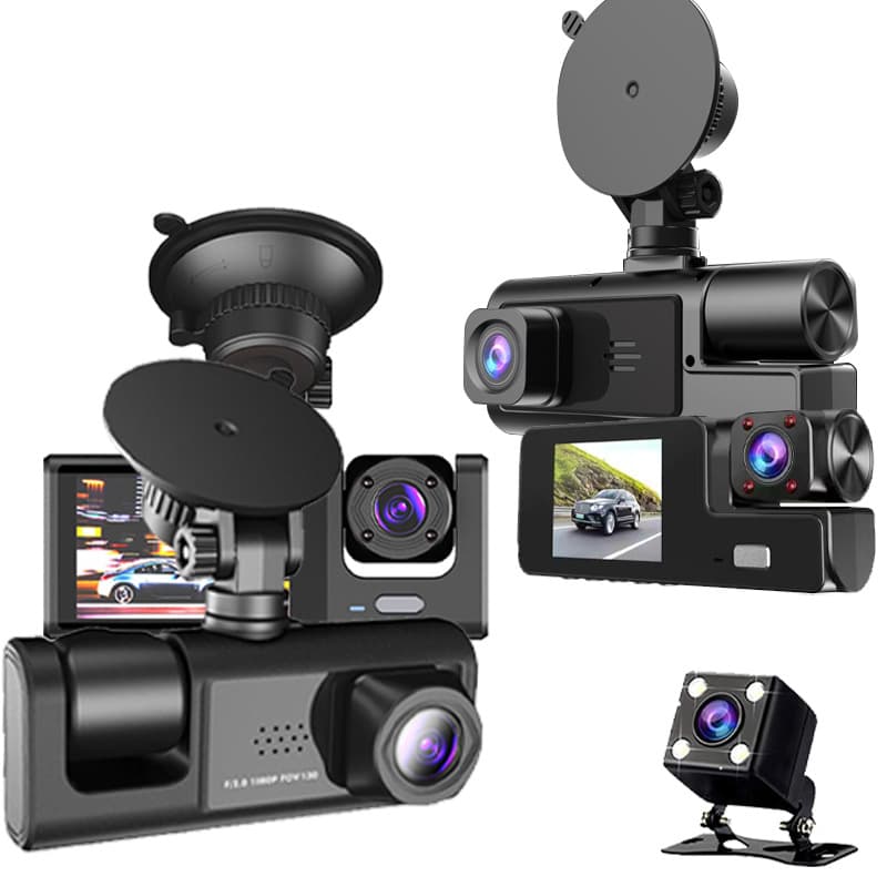 1080P three-recording driving recorder wifi mobile phone interconnection vehicle recorder in stock DashCam. A22 triple recording + wifi (front lens + internal lens + rear lens) - Image 5
