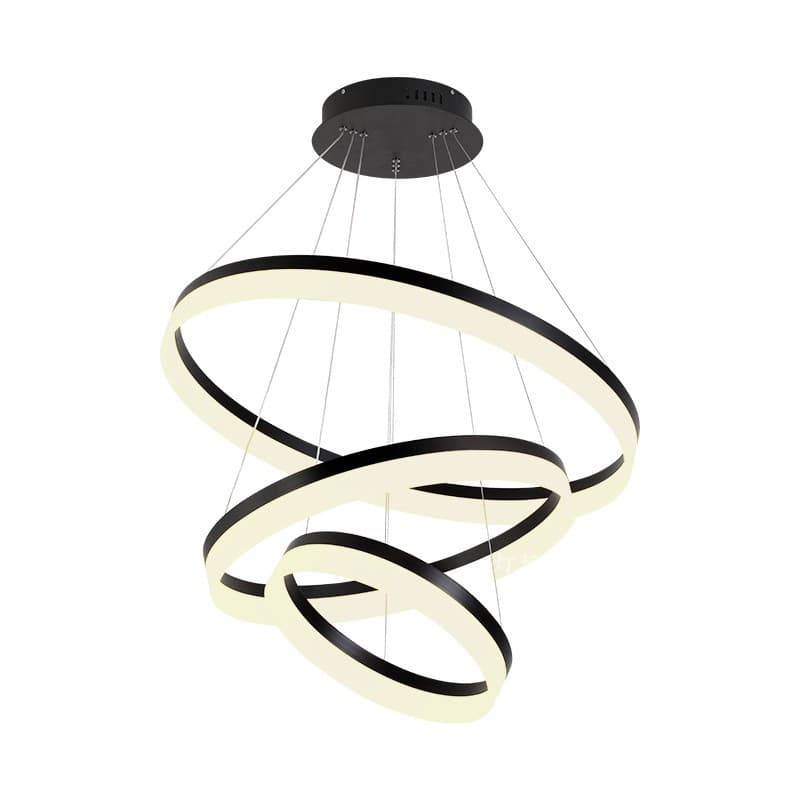New restaurant chandelier modern simple living room lamp bedroom dining table dining room led ring adjustable chandelier lamp. Black - 40 60 80cm - Image 4