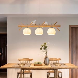 Bird Restaurant Chandelier Nordic Log Solid Wood Creative Art Hall Main Light Retro Restaurant Light Zhongshan Lighting Fixtures