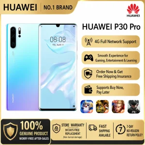 Huawei P30 Pro, a full-network compatible smartphone with Kirin 980 processor and curved screen, suitable for students, gamers, and seniors.