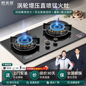 Spot natural gas double stove turbine direct injection household fierce fire stove color steel stainless steel gas stove Real three ring gas stove